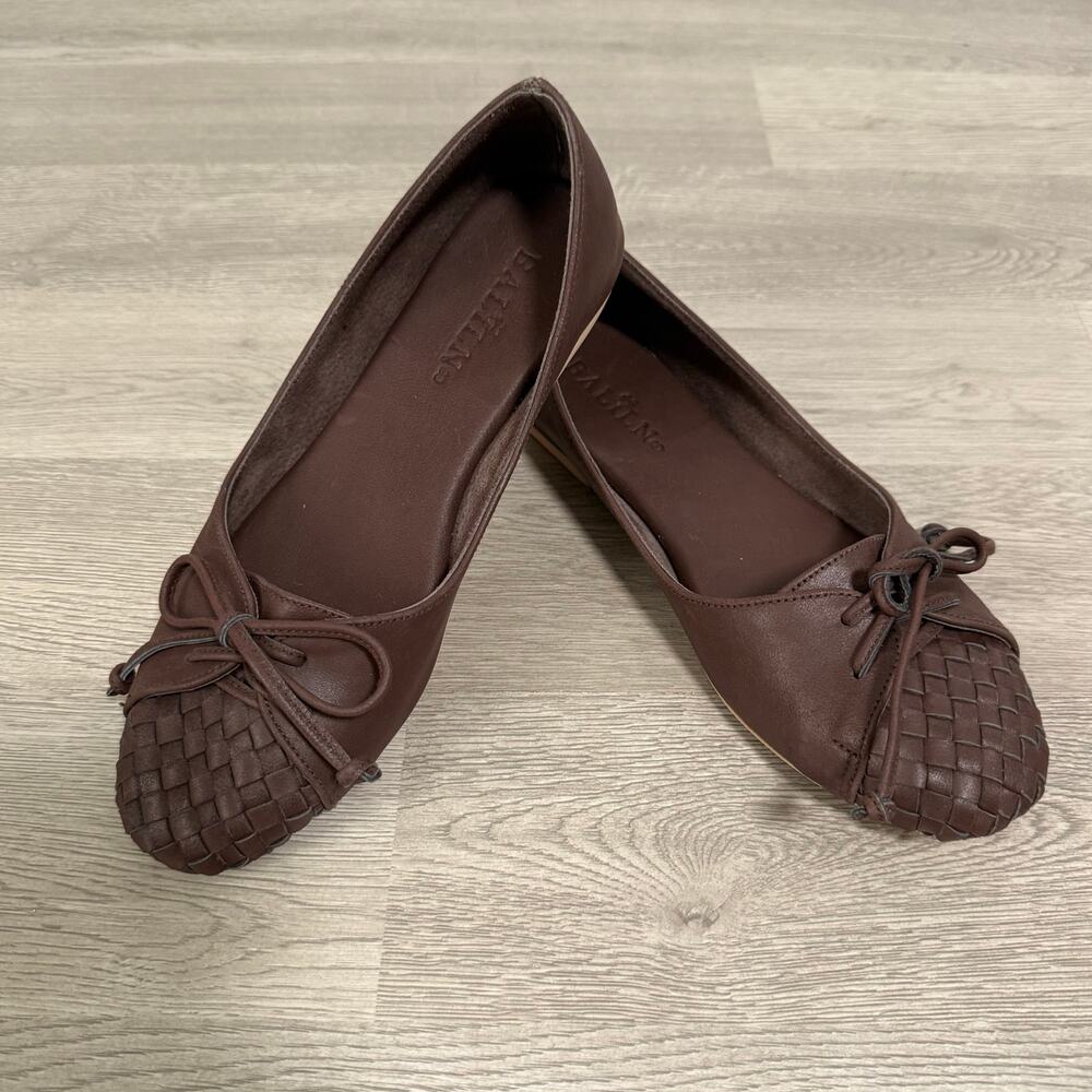 Bali Lane Women's Alexandra Woven Leather Flats Size 8